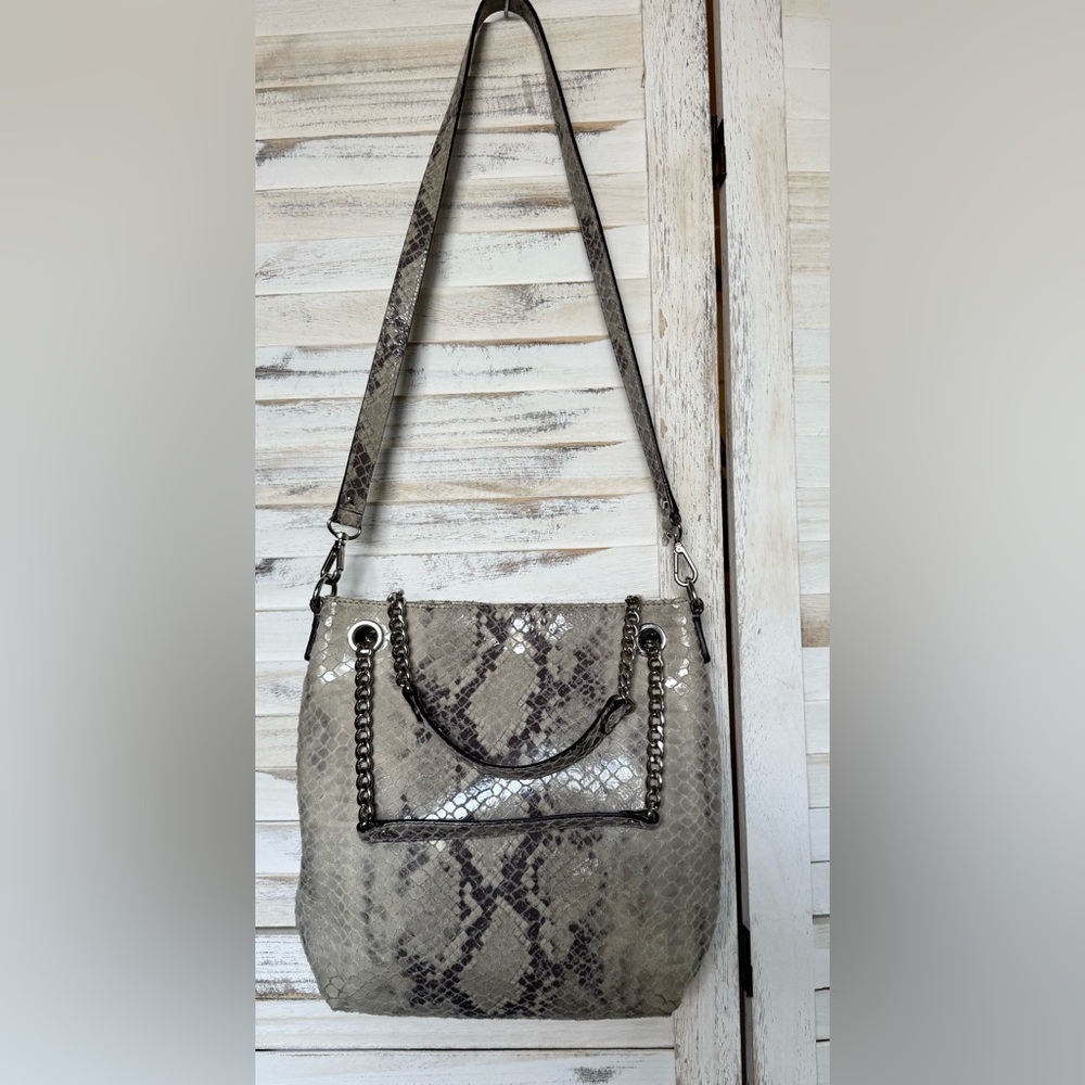 Michael Kors Jet Set Gray Python Print Leather Co… - image 4